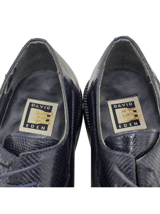 NEW Vintage Crocodile Lizard Mens 10 Navy Blue Exotic David Eden Dress Shoes main image 8